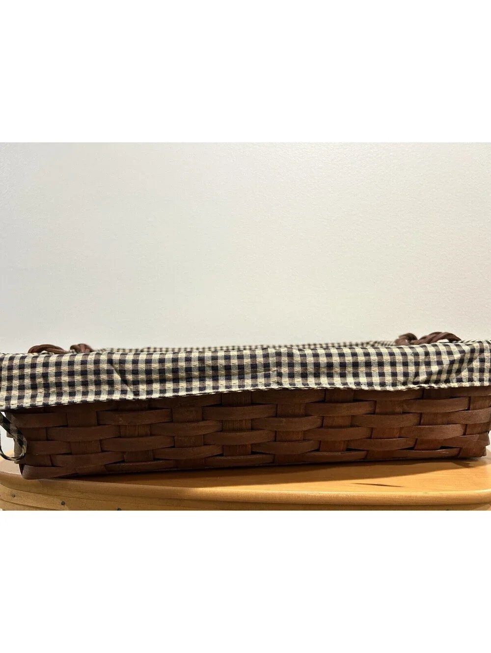 Longaberger Storage Solutions Large Serving Tray Basket Khaki Check Liner
